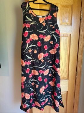 Vintage 90s LOOKING GOOD Floral Sleeveless Midi Dress Made in USA Women’s 1X
